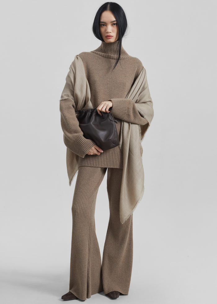 Sanova Cashmere Twill Scarf - Taupe