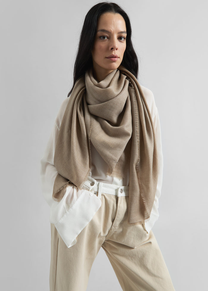 Sanova Cashmere Twill Scarf - Taupe