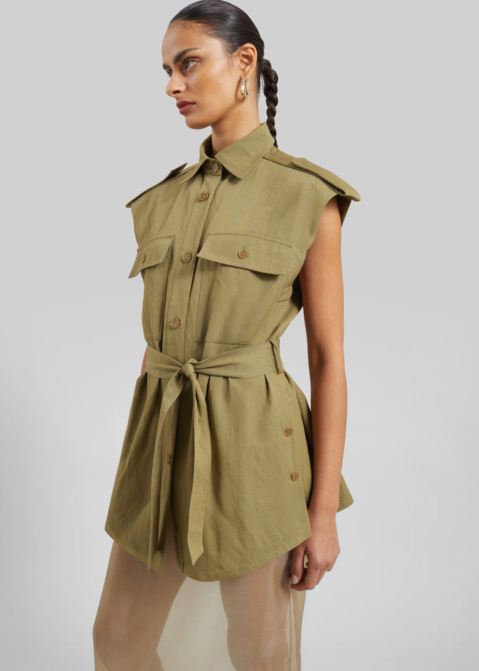Sarah Sleeveless Cargo Mini Dress - Olive