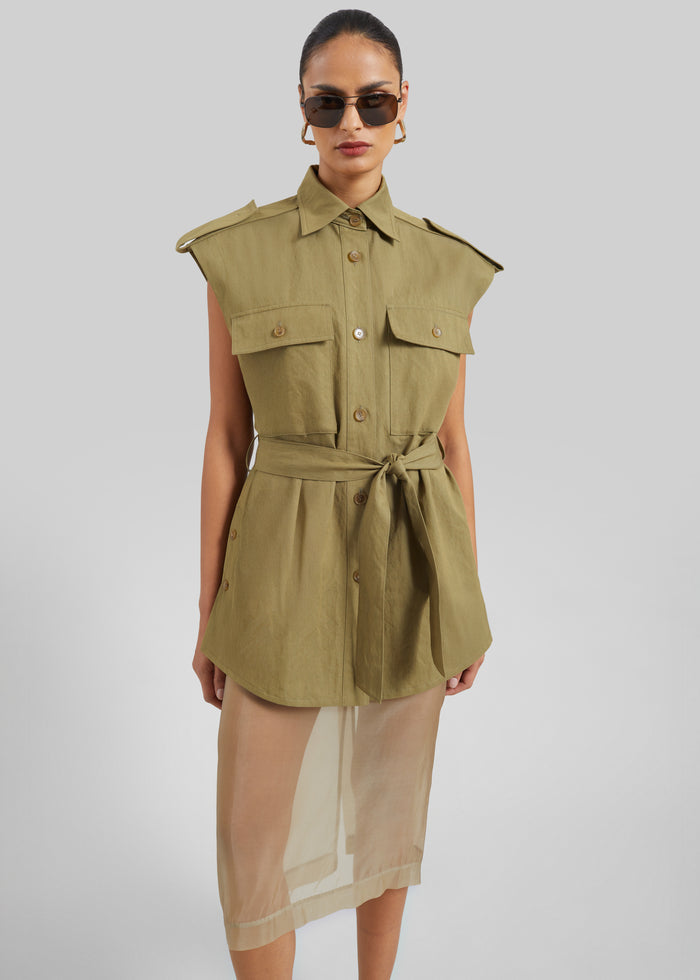 Sarah Sleeveless Cargo Mini Dress - Olive