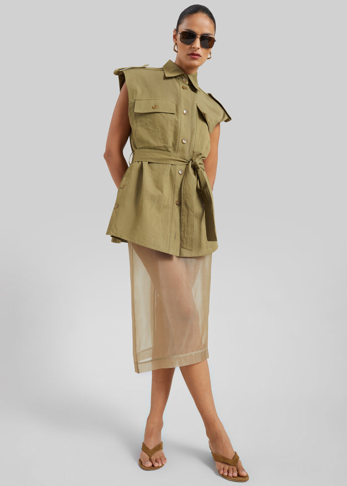 Sarah Sleeveless Cargo Mini Dress - Olive