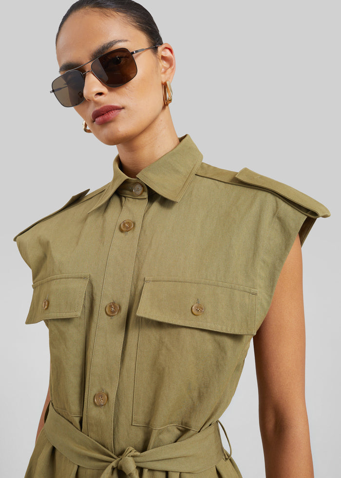 Sarah Sleeveless Cargo Mini Dress - Olive
