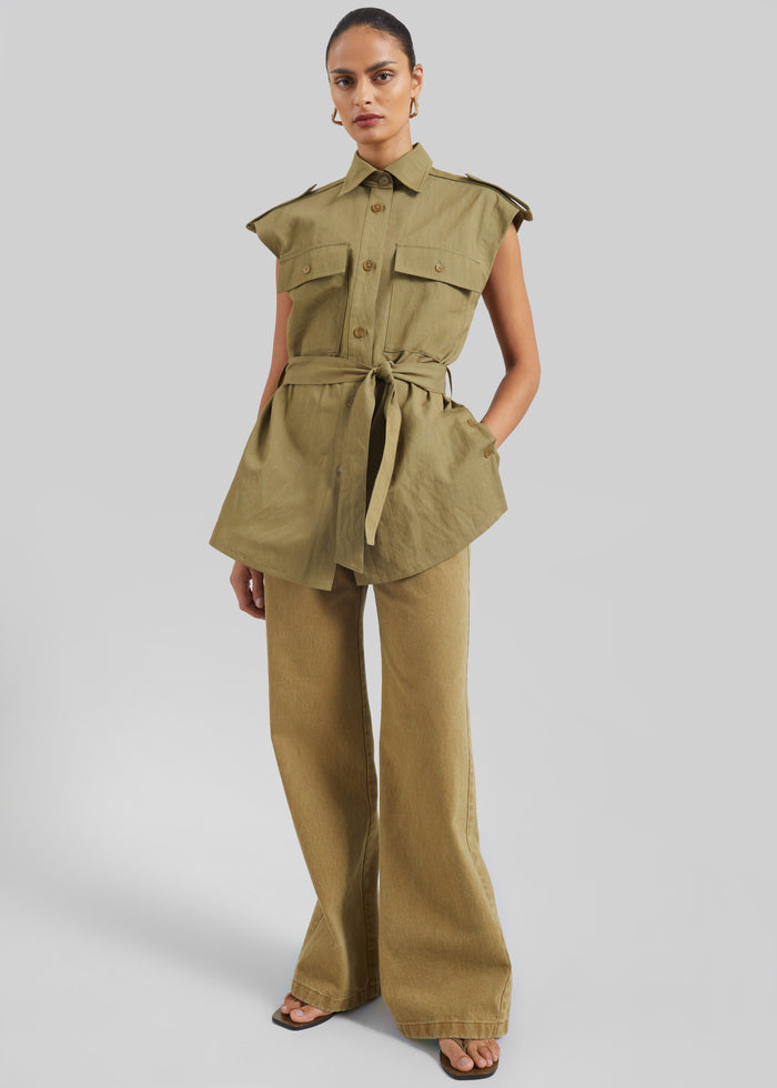 Sarah Sleeveless Cargo Mini Dress - Olive