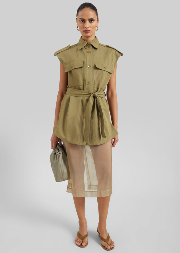 Sarah Sleeveless Cargo Mini Dress - Olive