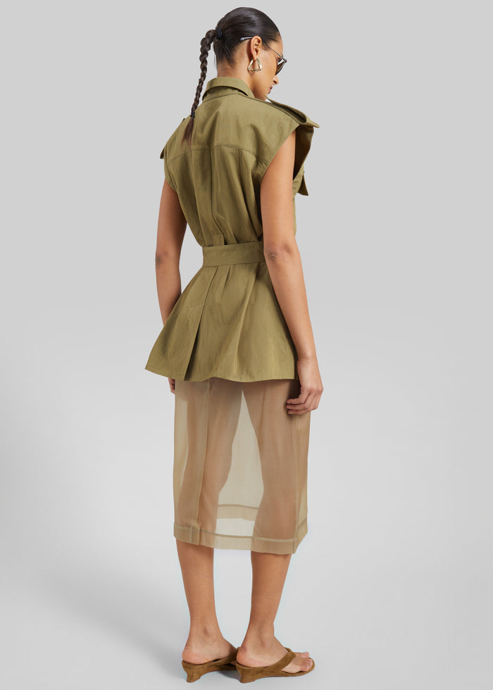 Sarah Sleeveless Cargo Mini Dress - Olive