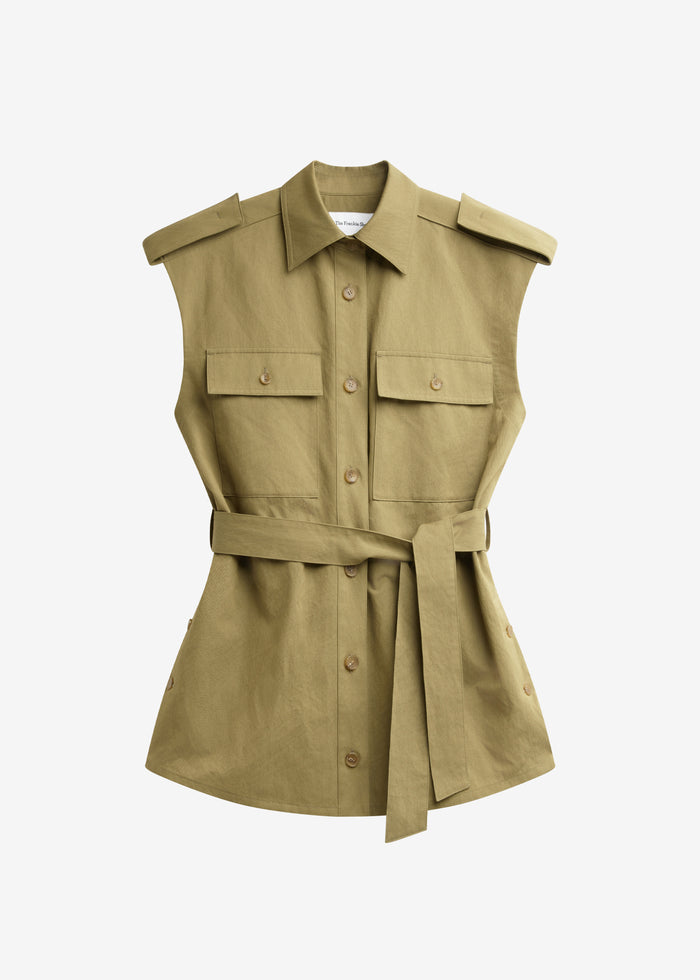 Sarah Sleeveless Cargo Mini Dress - Olive