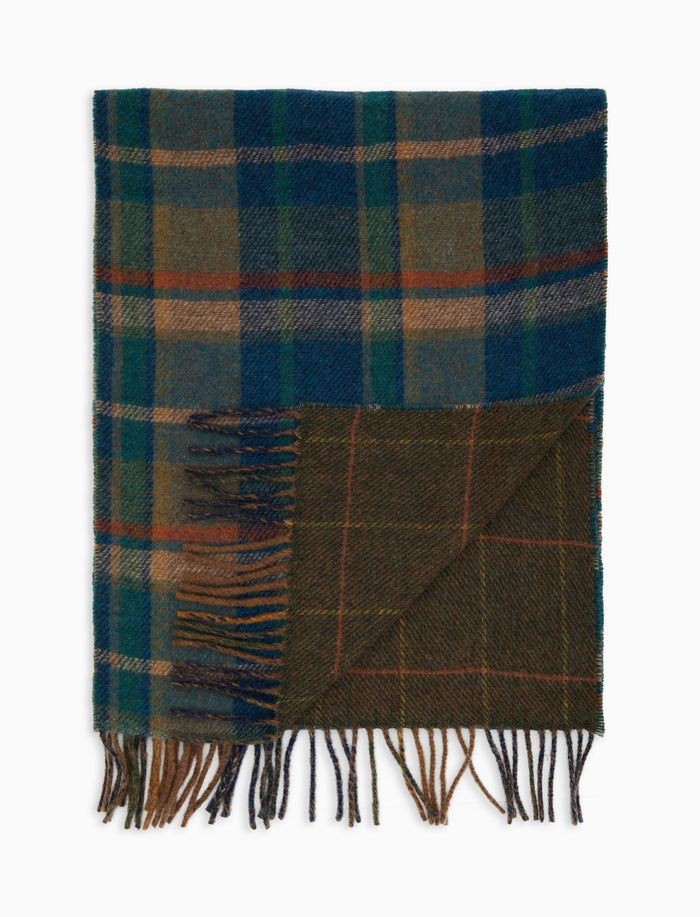 Sciarpa unisex double face lana verde fantasia geometrica - Gallo 1927 - Official Online Shop