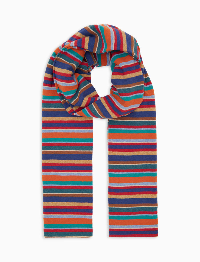 Sciarpa unisex pile azzurro righe multicolor