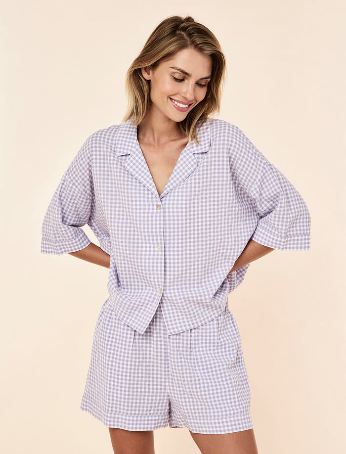 Seersucker Gingham Boxer PJ Set