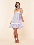 Seersucker Gingham Strappy Lace Nightgown