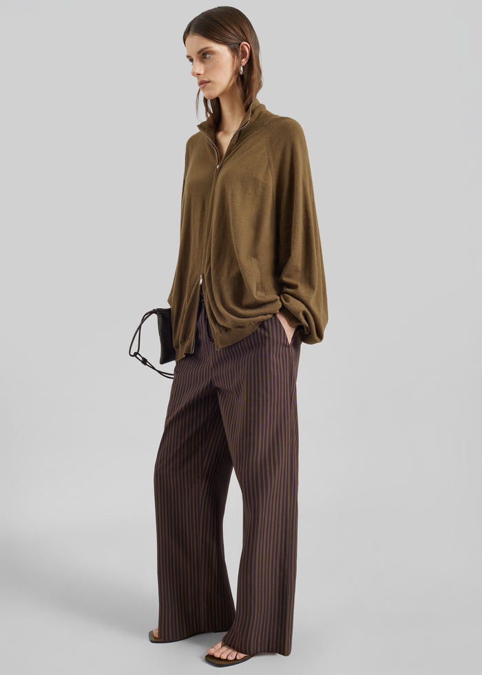 Seia Cotton Drawstring Pants - Burgundy Stripe