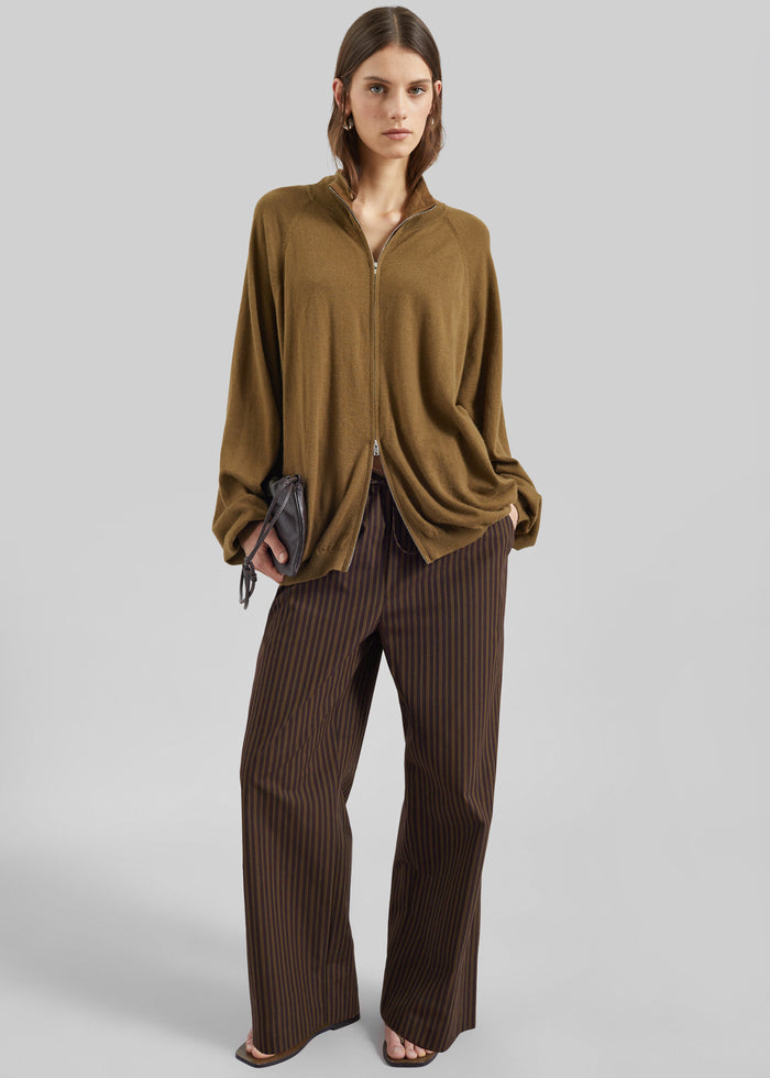 Seia Cotton Drawstring Pants - Burgundy Stripe