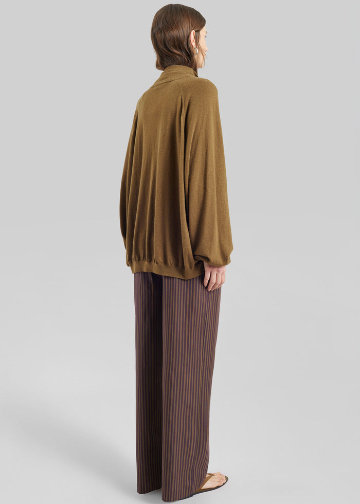 Seia Cotton Drawstring Pants - Burgundy Stripe