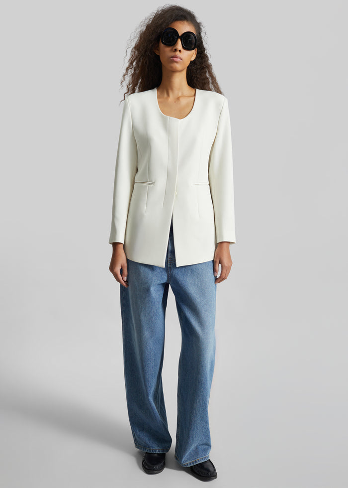 Seika Scarf Blazer - Ivory