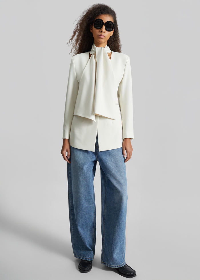 Seika Scarf Blazer - Ivory