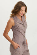 XCVI Shelton Poplin/Ribbed Zipper Pocket Vest