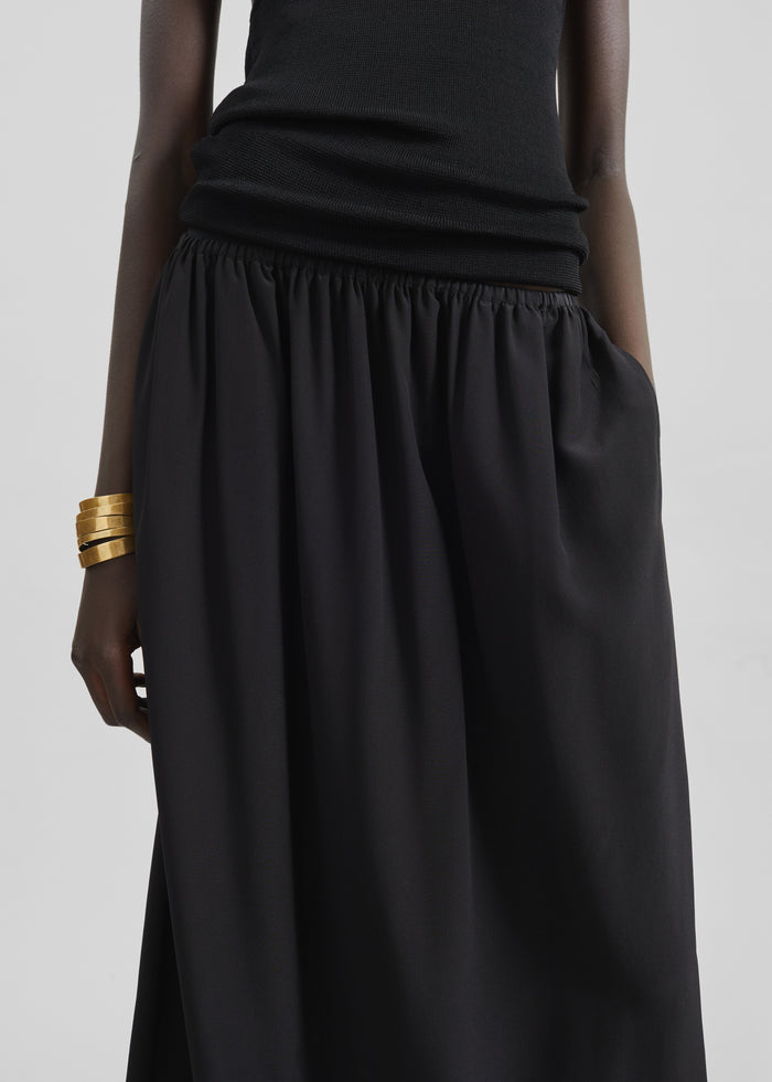 Sibena Silk Maxi Skirt - Black