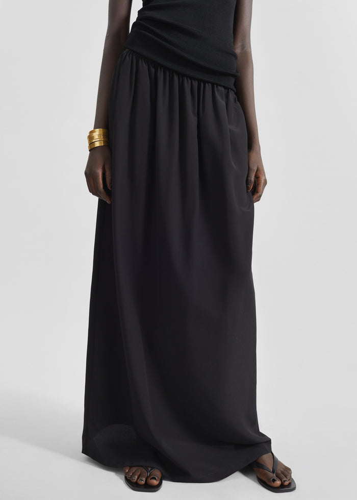Sibena Silk Maxi Skirt - Black