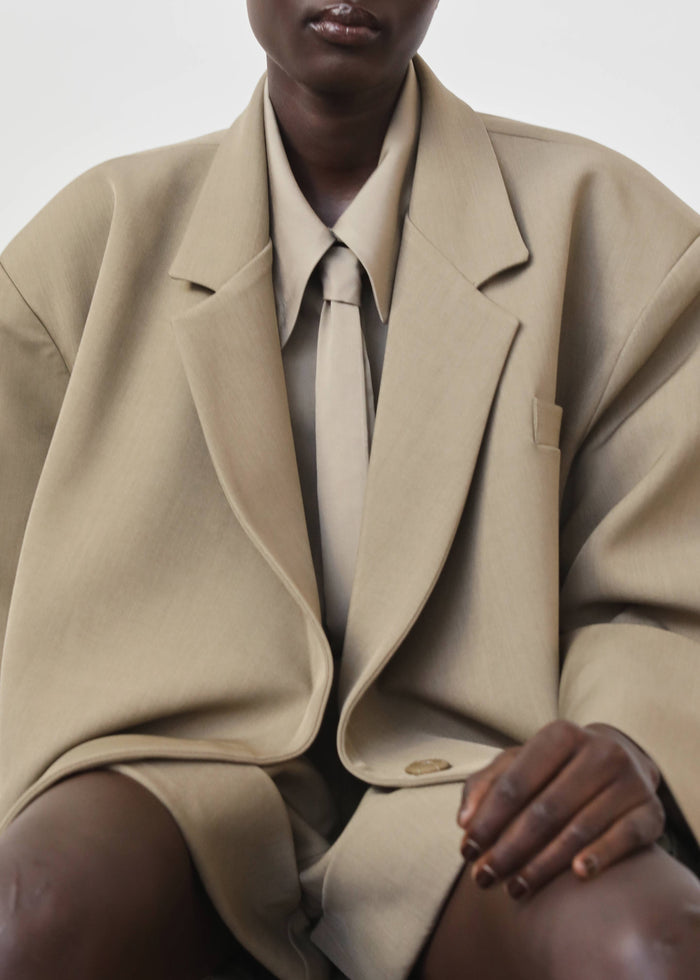 Silvan Neck Tie Shirt - Taupe