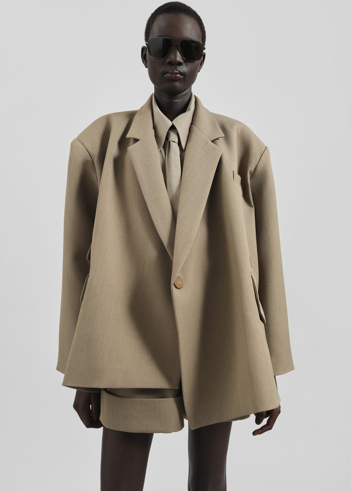 Silvan Neck Tie Shirt - Taupe