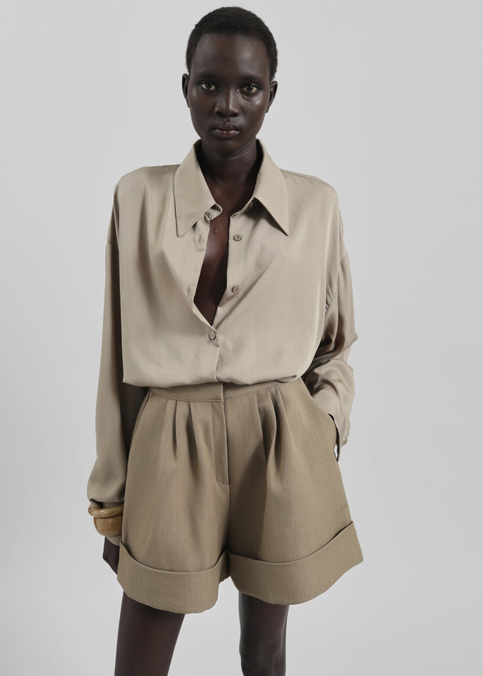 Silvan Neck Tie Shirt - Taupe