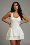 SLEEVELESS FIT-AND-FLARE DRESS WITH TIERED SKIRT