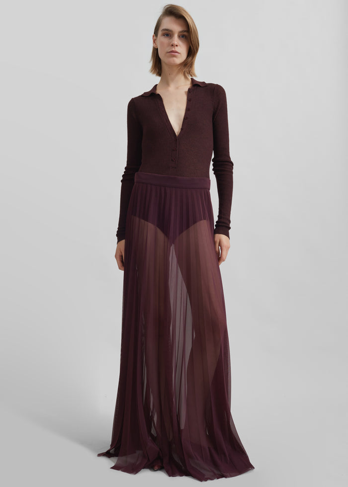 Solana Polo Bodysuit - Burgundy