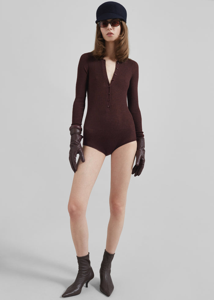 Solana Polo Bodysuit - Burgundy