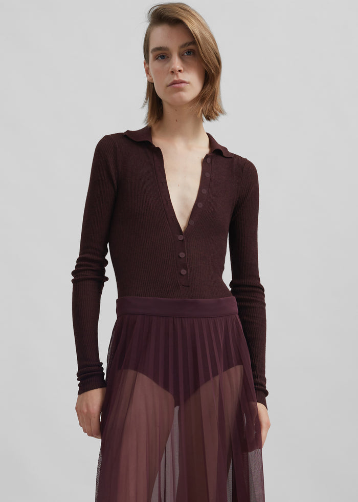 Solana Polo Bodysuit - Burgundy