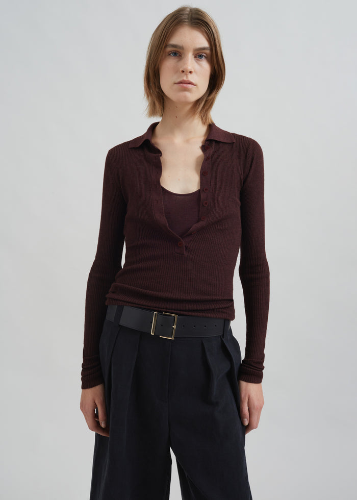 Solana Polo Bodysuit - Burgundy