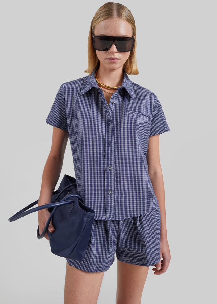 Solaro Short Sleeve Shirt - Navy Plaid