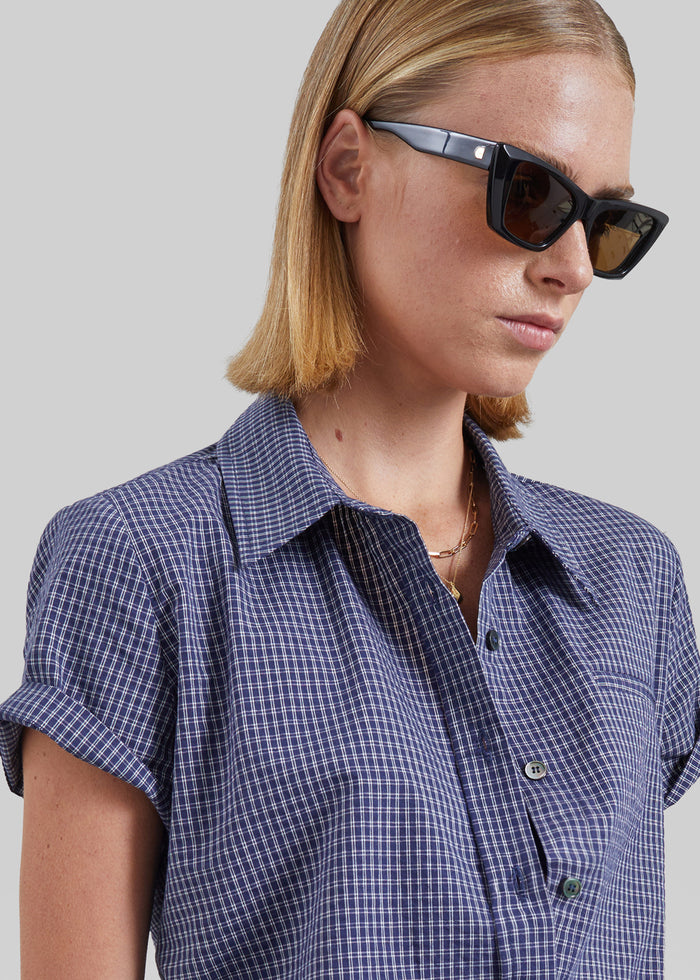 Solaro Short Sleeve Shirt - Navy Plaid