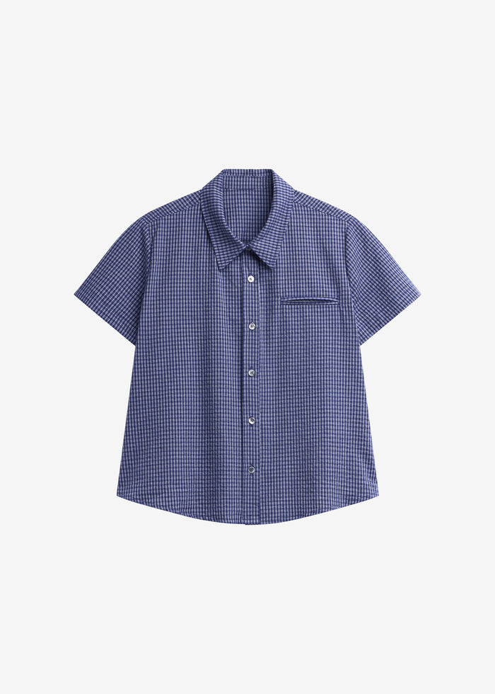 Solaro Short Sleeve Shirt - Navy Plaid