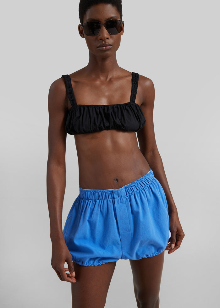 Solea Gathered Poplin Bralette - Black