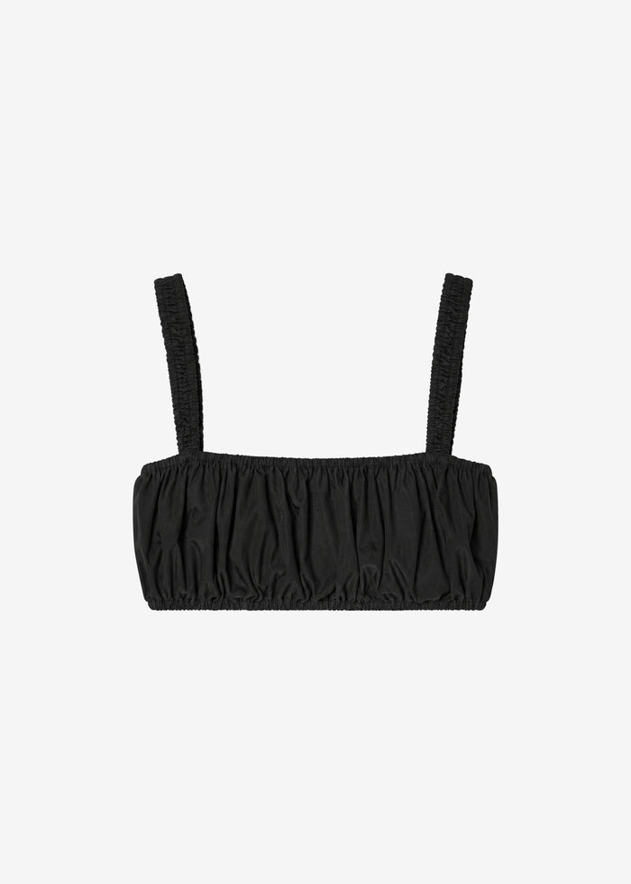Solea Gathered Poplin Bralette - Black