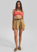 Solea Gathered Poplin Bralette - Coral Red
