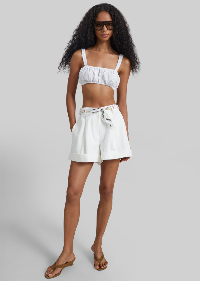 Solea Gathered Poplin Bralette - White