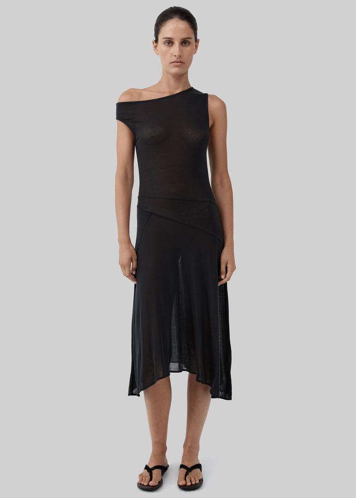St. Agni Fine Jersey Off Shoulder Dress - Charcoal