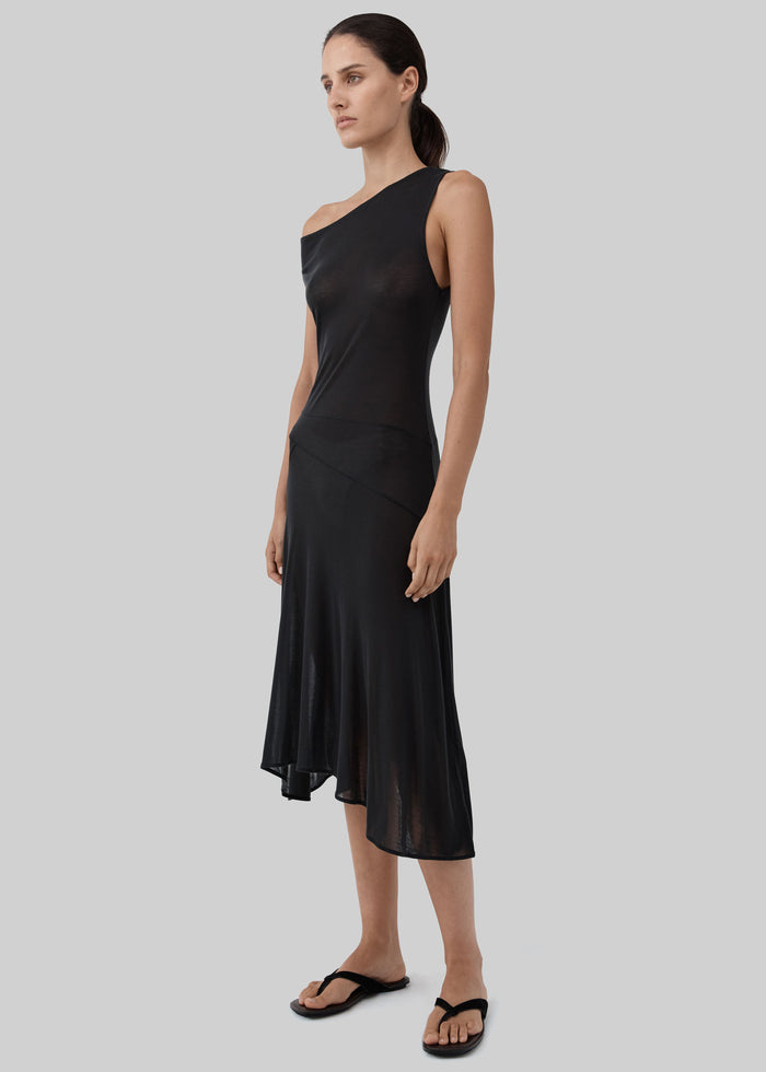 St. Agni Fine Jersey Off Shoulder Dress - Charcoal