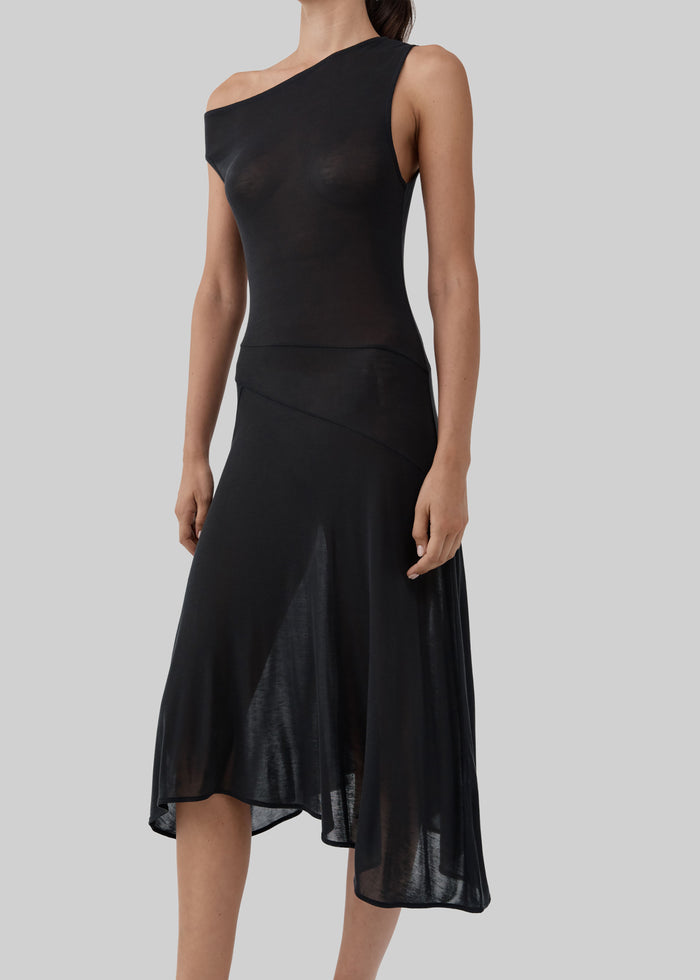 St. Agni Fine Jersey Off Shoulder Dress - Charcoal