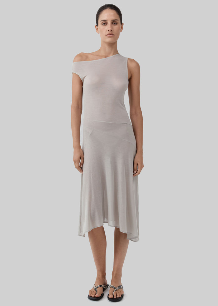 St. Agni Fine Jersey Off Shoulder Dress - Soft Ash