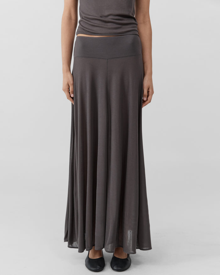 St. Agni Fluid Jersey Skirt - Soot