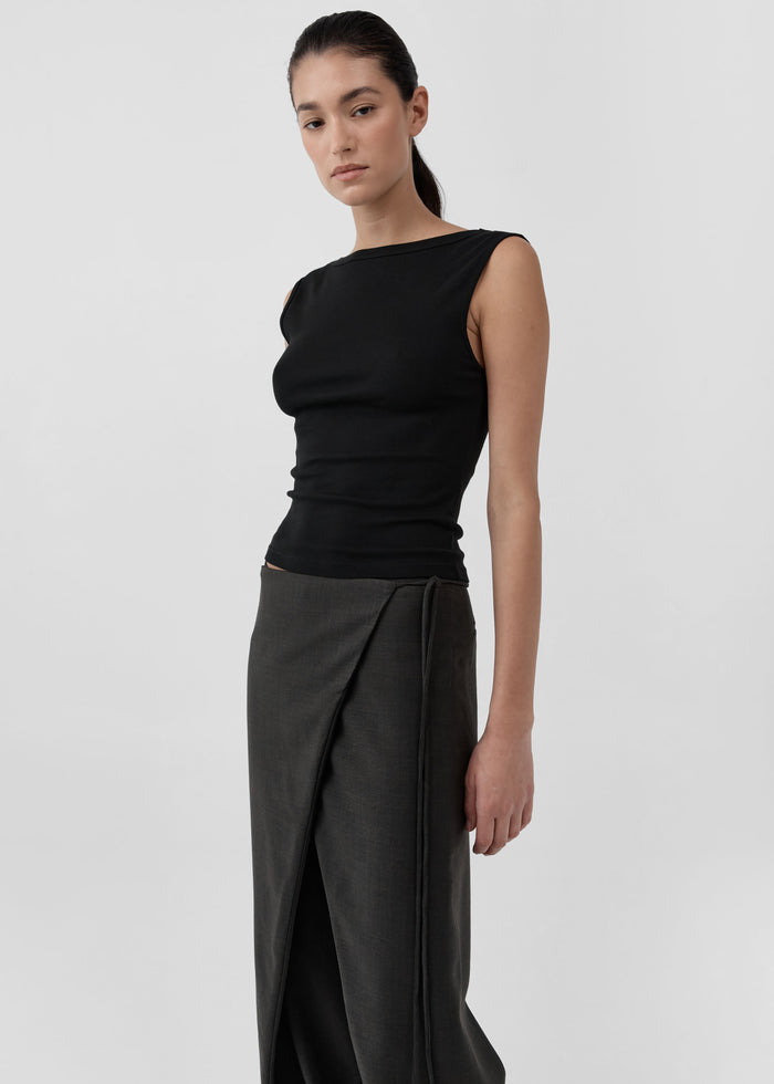 St. Agni Organic Cotton Ballerina Top - Jet Black