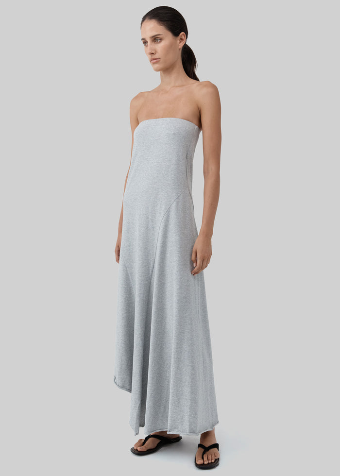 St. Agni Strapless Cotton Jersey Dress - Light Grey Marle