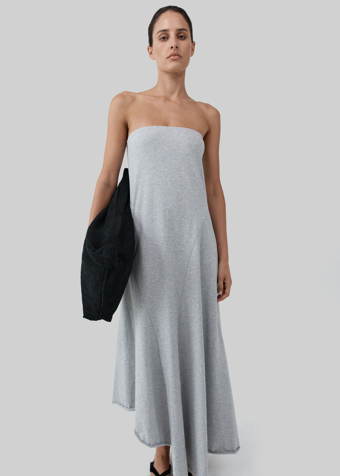 St. Agni Strapless Cotton Jersey Dress - Light Grey Marle