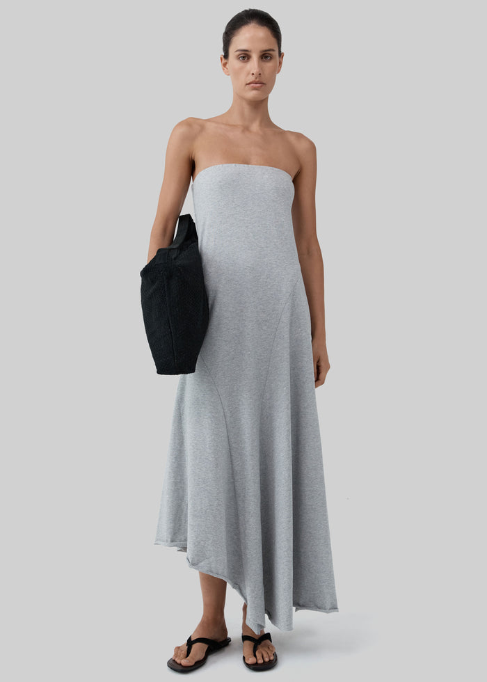 St. Agni Strapless Cotton Jersey Dress - Light Grey Marle