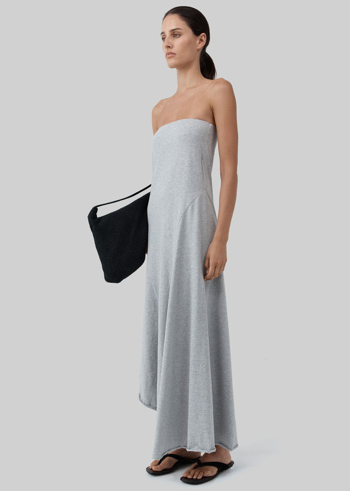 St. Agni Strapless Cotton Jersey Dress - Light Grey Marle