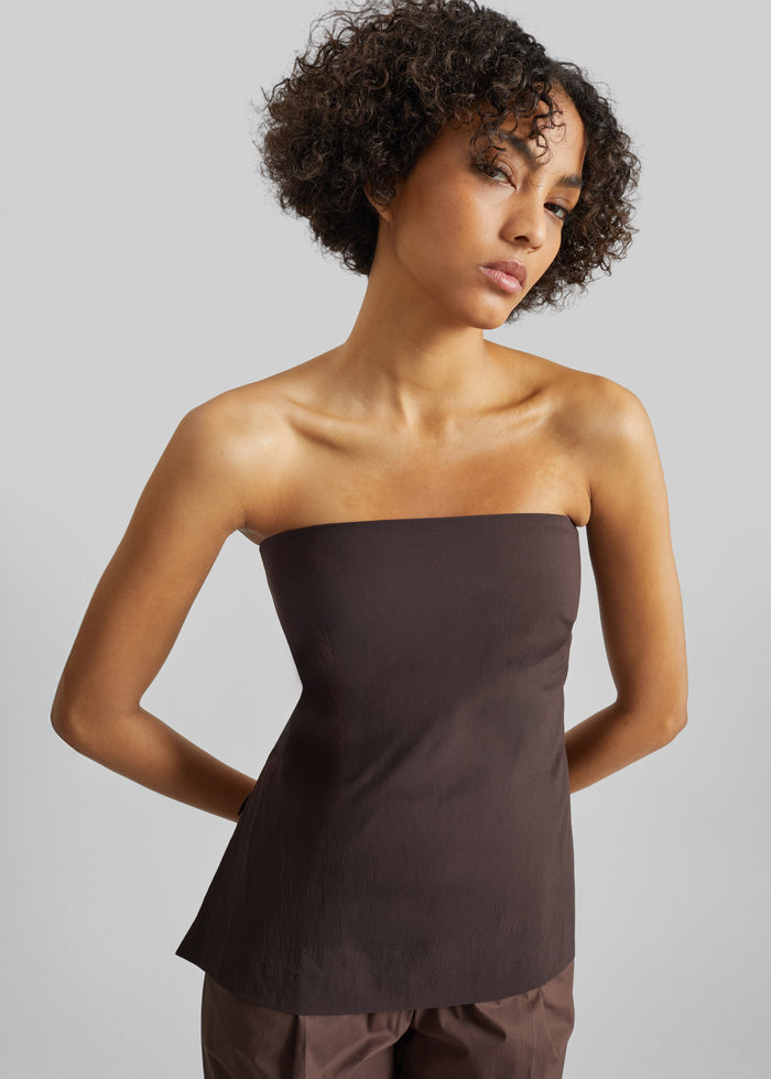St. Agni Strapless Rouleau Tie Top - Bark
