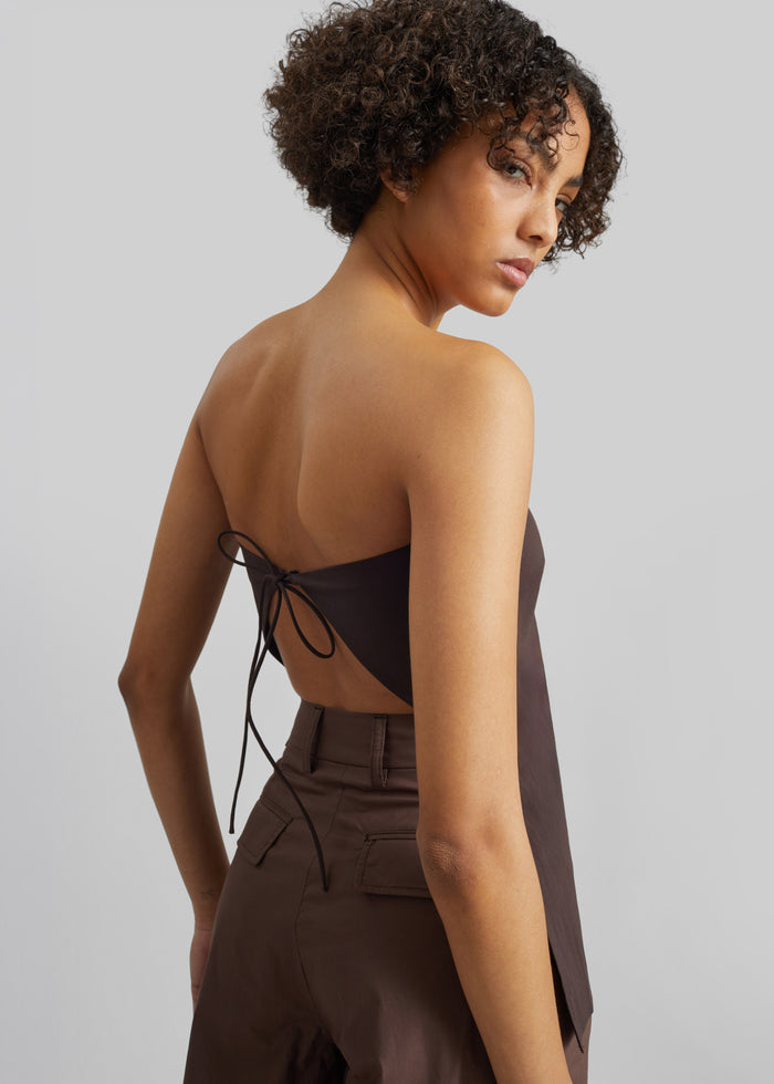 St. Agni Strapless Rouleau Tie Top - Bark