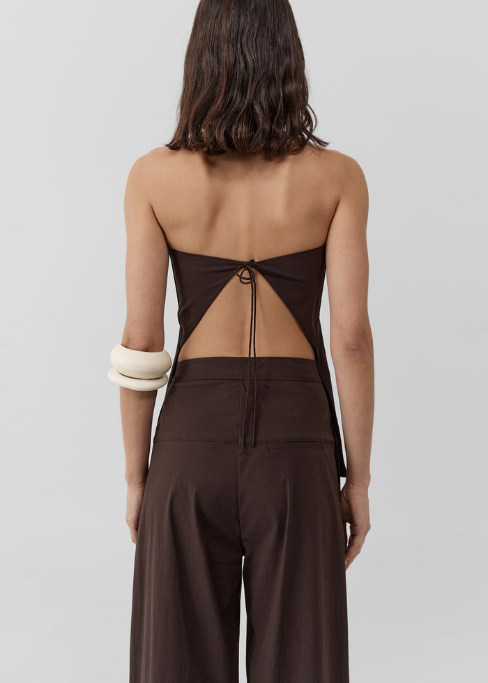 St. Agni Strapless Rouleau Tie Top - Bark